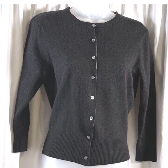 GAP Cardigan Sweater L Gray Lambswool Blend Button Down Vintage Chic 75-05 - Picture 1 of 12